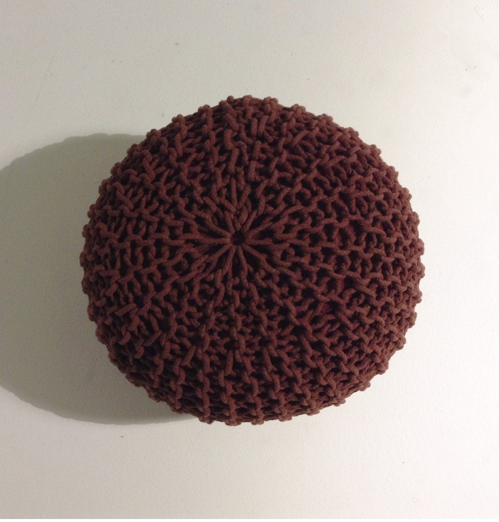 Handmade Round Knitted Pouf | Marsala | 50x35cm - GFURN