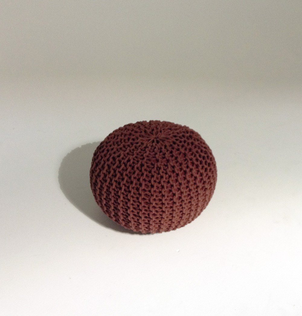 Handmade Round Knitted Pouf | Marsala | 50x35cm - GFURN