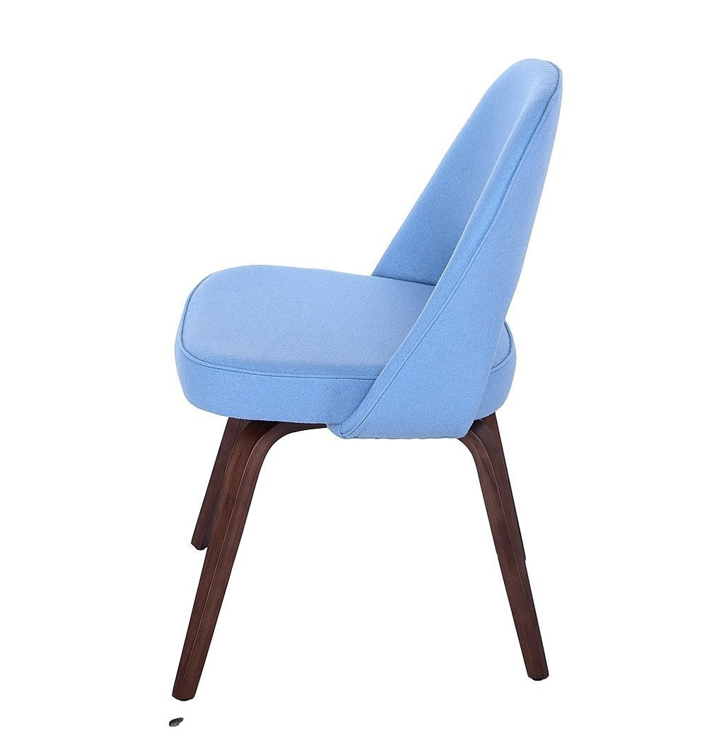 Sienna Executive Side Chair - Light Blue Fabric & Walnut Legs - GFURN