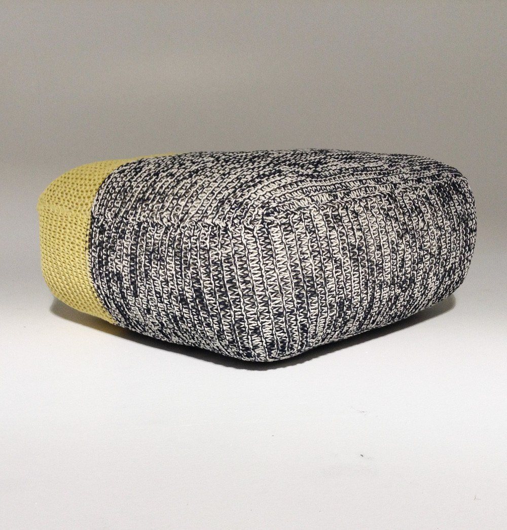 Handmade Knitted Floor Cushion | Mottled Grey & Custard - GFURN
