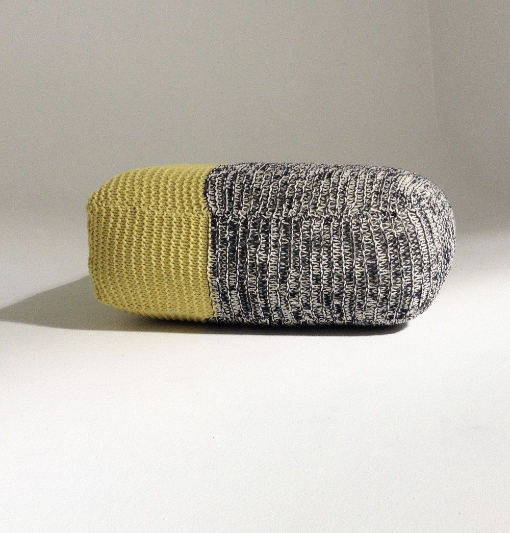 Handmade Knitted Floor Cushion | Mottled Grey & Custard - GFURN