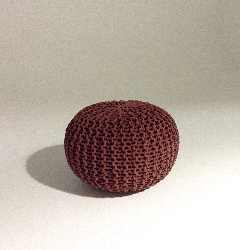 Handmade Round Knitted Pouf | Marsala | 50x35cm - GFURN