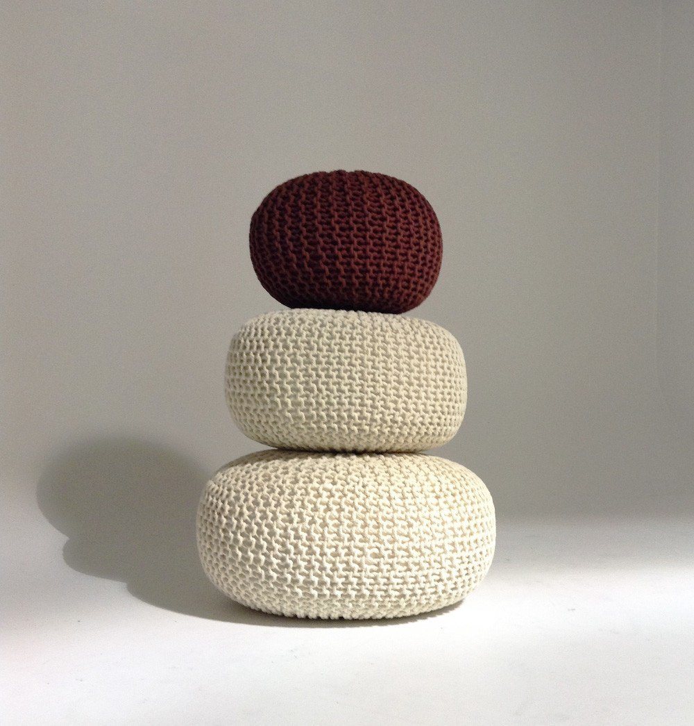Handmade Round Knitted Pouf | Marsala | 50x35cm - GFURN