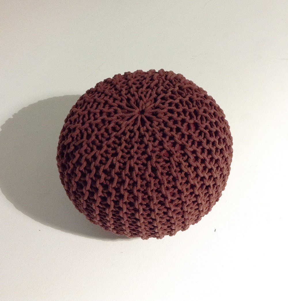 Handmade Round Knitted Pouf | Marsala | 50x35cm - GFURN